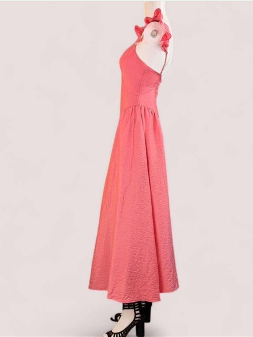 Chelsea 28 Flutter Cap Sleeve Spaghetti Strap Maxi-Dress "Pink Rapture" - Picture 7 of 16
